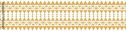 Gold ethnic ornament with geometric tribal border pattern.