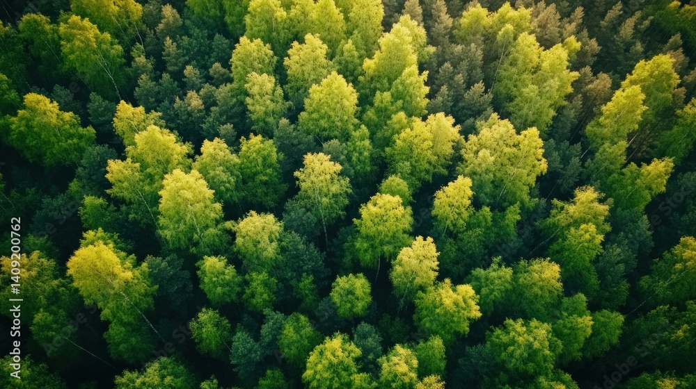 Naklejka premium Dense forest canopy from above