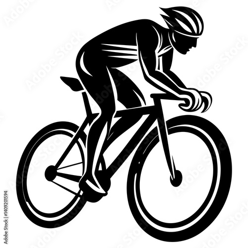 Silhouette of a bicyclist racing during a competitive event 