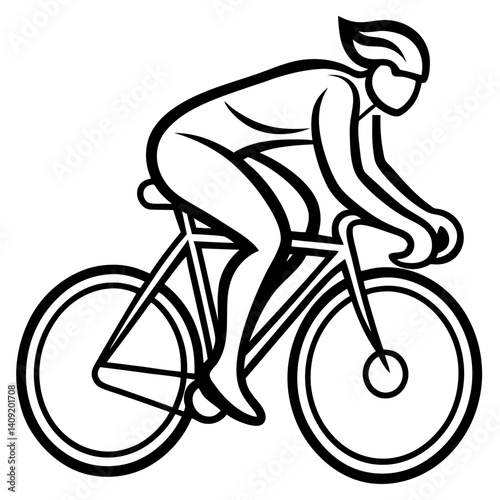 Silhouette of a bicyclist racing during a competitive event 