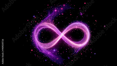 A lemniscate of endless particles in the night sky, concept