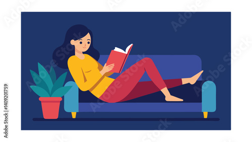 Woman Reading Mystery Novel While Lying in Bed