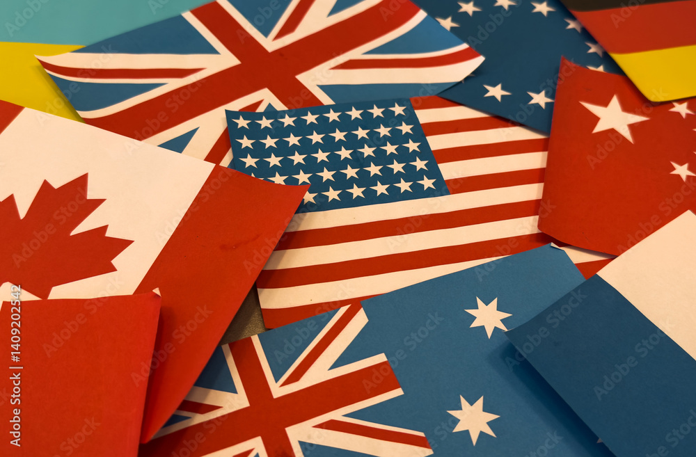 New trade war between the United States and China, various tariffs, illustration of American and Chinese flags facing each other, trade war concept