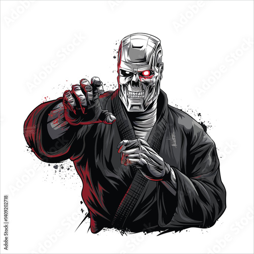 Horror-themed martial arts, t shirt design 
