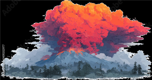 Volcanic Eruption in Action