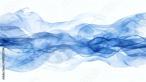 Wallpaper Mural Abstract Watercolor Waves in Blue and White - Fluid Design for Backgrounds and Creative Projects Torontodigital.ca