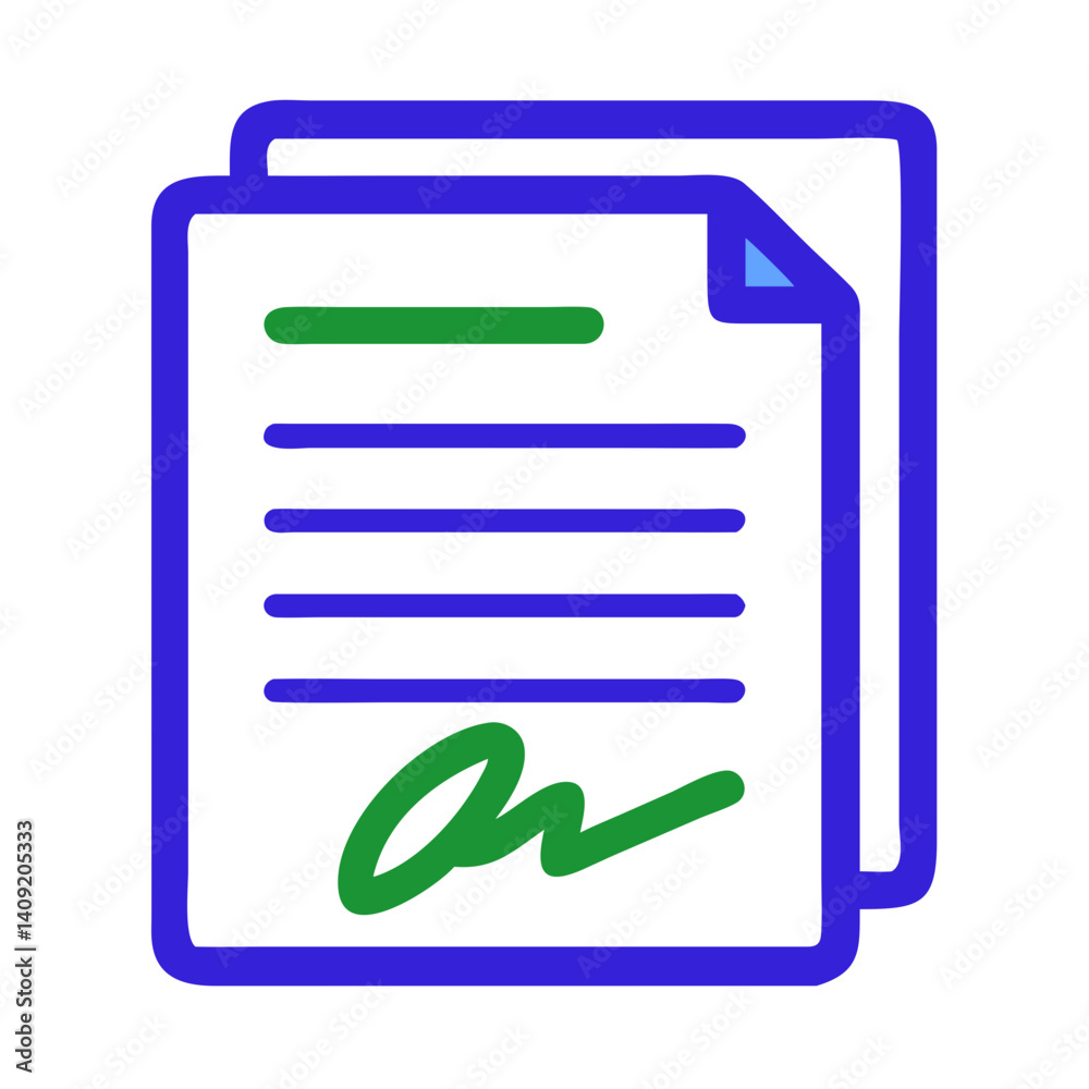 Signed Contracts Icon with Papers Signed Contracts Icon with Papers