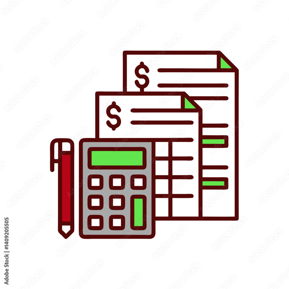 Obraz premium Tax documents and calculator illustrating financial management 
