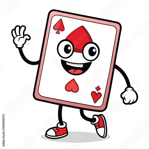 Playful Ace of Hearts Card Cartoon