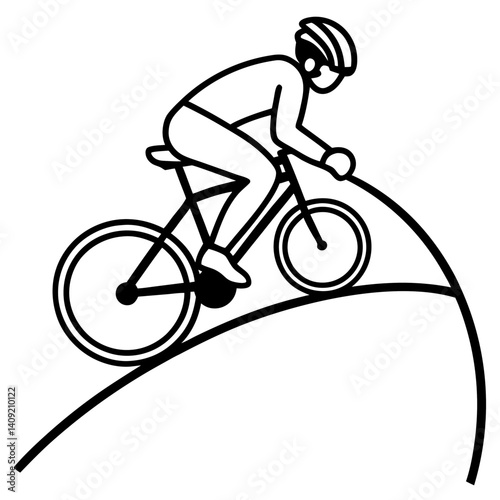 Silhouette of a cyclist wearing a helmet 