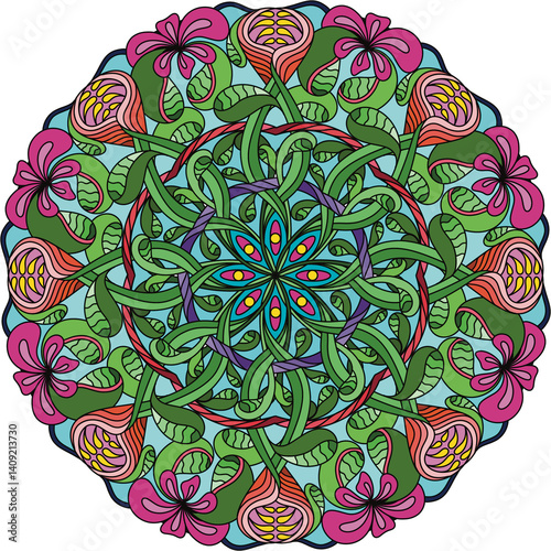 Mandala paintings have patterns, colorful colors, prints, covers, patterns on the product surface.