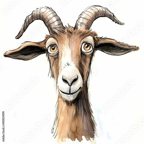 Charming goat with expressive eyes and playful demeanor in a whimsical artistic portrayal Generative AI