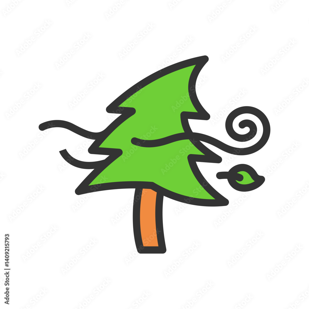 Obraz premium Tree with Wind icon vector image. Suitable for mobile apps, web apps and print media.