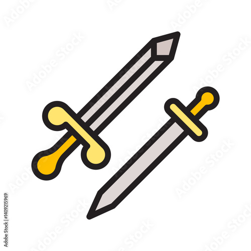 Two Swords icon vector image. Suitable for mobile apps, web apps and print media.