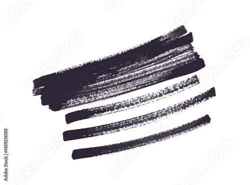 Ink brush stroke, black dry texture. Grunge rough brushstroke lines, abstract...