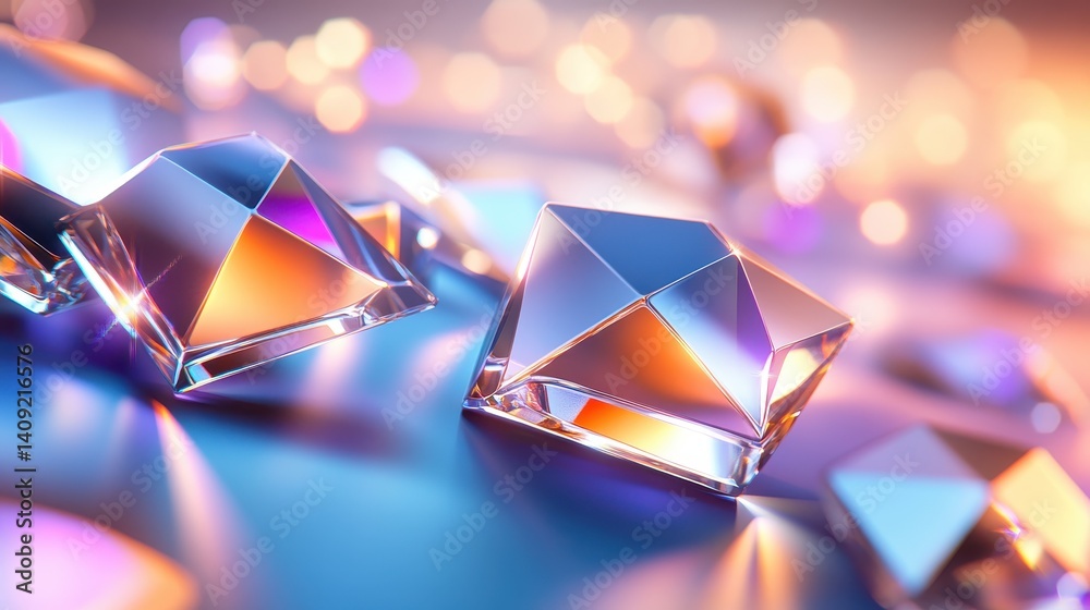 A high-resolution texture of sparkling jewel patterns, featuring rich colors and intricate cuts, ideal for upscale product visuals.