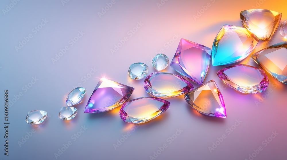 A high-resolution texture of sparkling jewel patterns, featuring rich colors and intricate cuts, ideal for upscale product visuals.