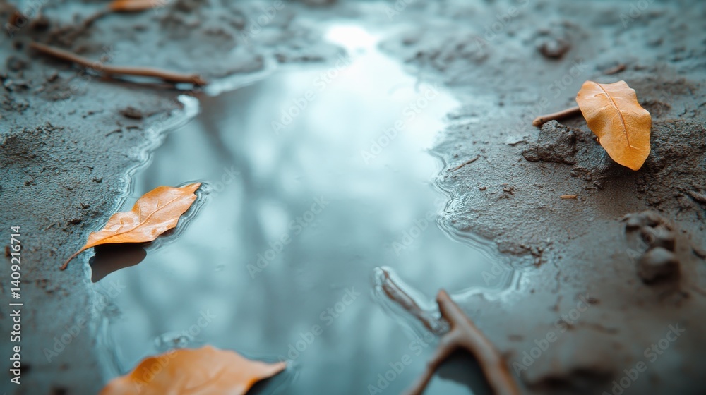 A muddy texture on the edge of a riverbank, with subtle ripples and debris visible in the soft, earthy surface of the ground.