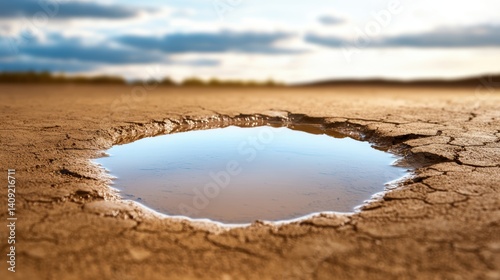 Obraz na płótnie A muddy puddle with visible ripples and rough texture, capturing the essence of wet, soft earth after a downpour in a rural setting. w salonie
