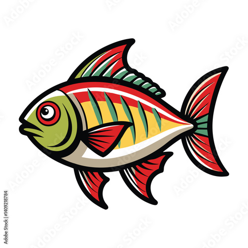 Vector fish art, marine symbol
