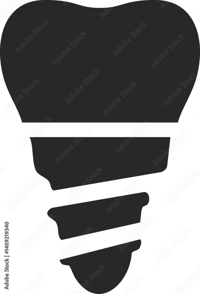 Dental implant solid icon vector for tooth replacement and oral surgery. Dental implant solid icon vector for tooth replacement and oral surgery.