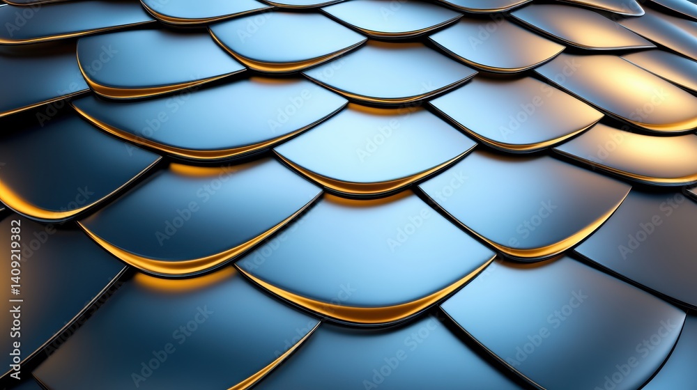 Macro view of shimmering metallic armor scales arranged in perfect rows, highlighting their durability and design.