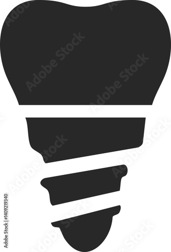 Dental implant solid icon vector for tooth replacement and oral surgery.