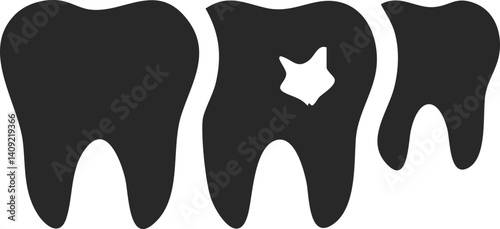 Wisdom tooth solid icon vector with molar and decay illustration.