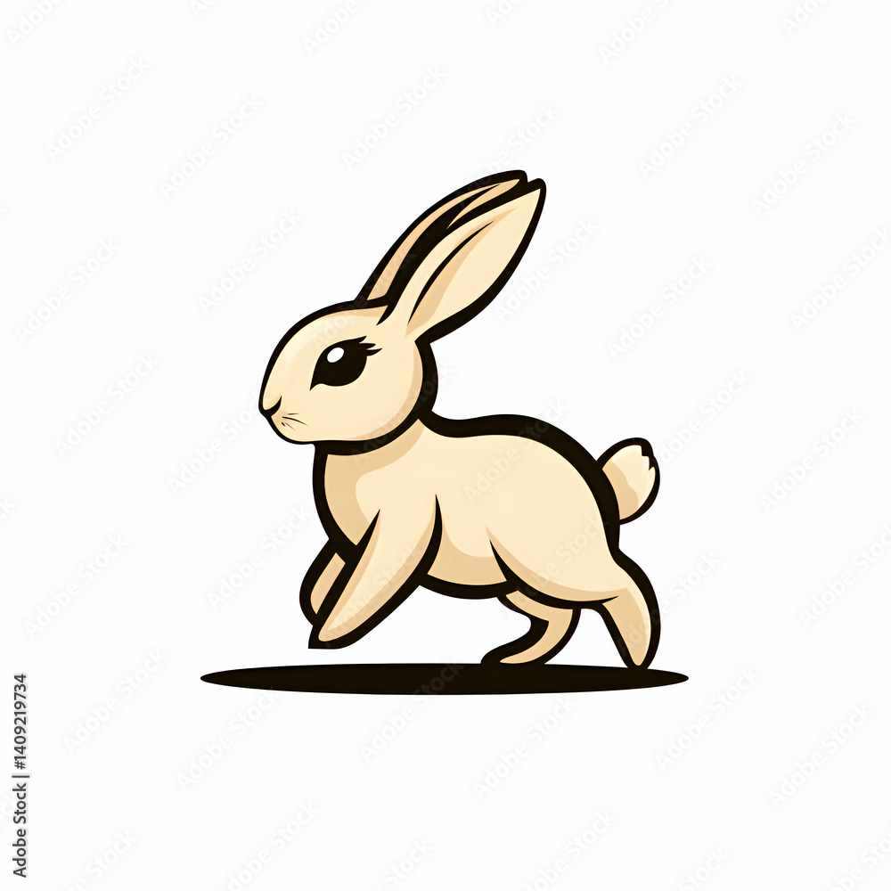 Fototapeta premium Joyful rabbit bounding through a vibrant meadow under the warm sun in springtime Generative AI