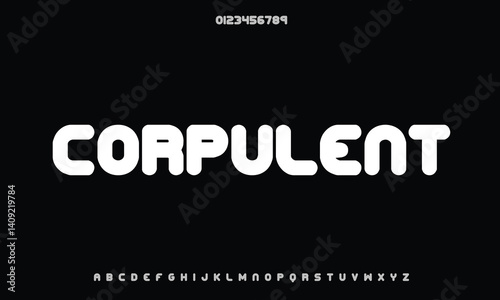 Corpulent Caps BRK vector font alphabet with numbers