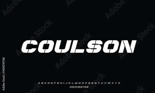 Coulson Italic vector font alphabet with numbers