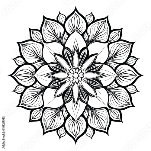 Circular pattern in the form of a mandala. Henna tatoo mandala. Mehndi style. Decorative pattern in oriental style. Coloring book page.