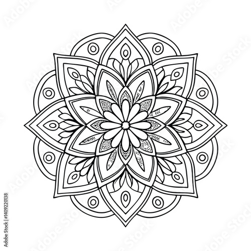 Circular pattern in the form of a mandala. Henna tatoo mandala. Mehndi style. Decorative pattern in oriental style. Coloring book page.