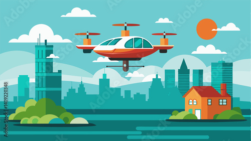 As a tradeoff between nature and technology the coastal citys eVTOLs are designed with ecofriendly features to minimize their impact on the environment while providing convenient. Vector illustration