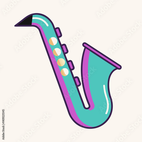 Saxophon, music, joyful mood, vibrant colors, artistic illustration