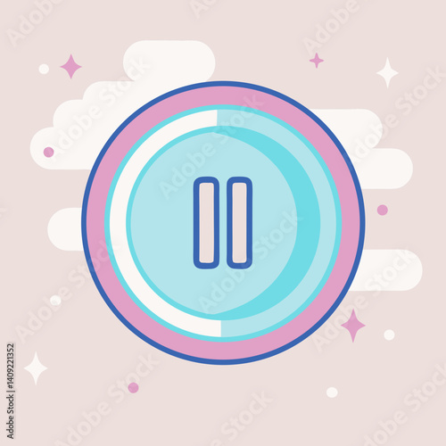 Pause button, , joyful mood, vibrant colors, artistic illustration
