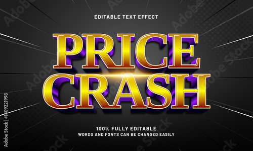 price crash editable text effect with a discount and sale text style