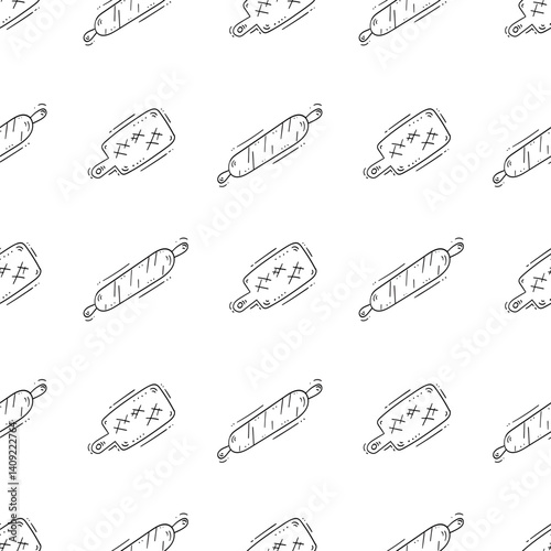 kitchen utensil pattern. kitchenware seamless pattern. doodle kitchen background