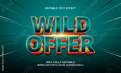 wild offer editable text effect with a discount and sale text style