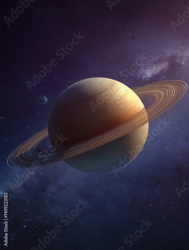 Obraz na płótnie Majestic Saturn Planet with Rings in Deep Space Celestial Scene with Stars and Nebulae Cosmic View w salonie