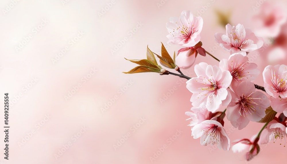 Beautiful pink cherry blossom flowers in soft focus against a gentle pastel background. Beautiful pink cherry blossom flowers in soft focus against a gentle pastel background.