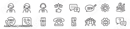 Customer service icon set. Editable liner icons collection. Vector illustration.