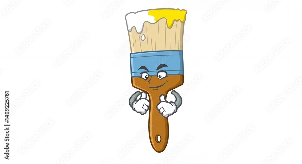 Fototapeta premium Cartoon paintbrush character illustration for arts and crafts