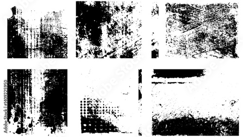 Set Of Grunges, Abstract dirty or aging frame. Dust particle and dust grain texture or dirt overlay use effect for frame, Dirty and covered in black spots a concrete wall. Texture or background