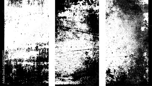 Set of grunges, a black background with a white grunge texture, Black dust scratches old film vintage background.