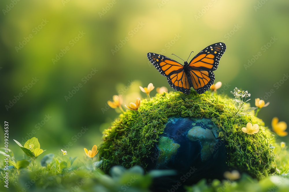 World environment and Earth Day concept with colorful globe and eco friendly enviroment.