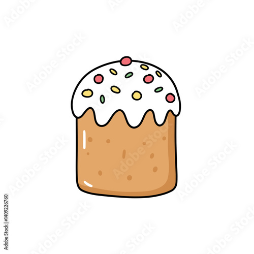 Easter cake with icing and sprinkles on a white background