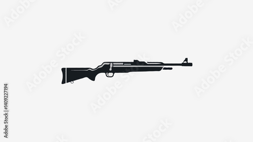 Black and White Silhouette of a Military Rifle Weapon – Tactical, Sporting, and Hunting Precision