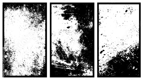 set Of Grunge, Abstract black dust isolated on white background, grainy overlay texture. white dust and scratches on a black background. The texture of dirt on the glass.
