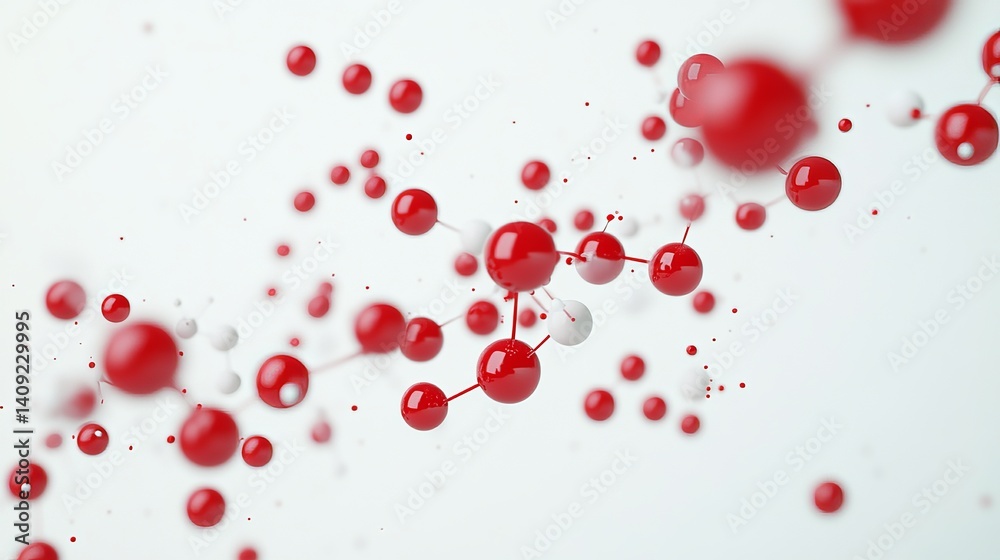 Abstract red and white molecular structure background illustration 3d art dots shiny clean design Abstract red and white molecular structure background illustration 3d art dots shiny clean design